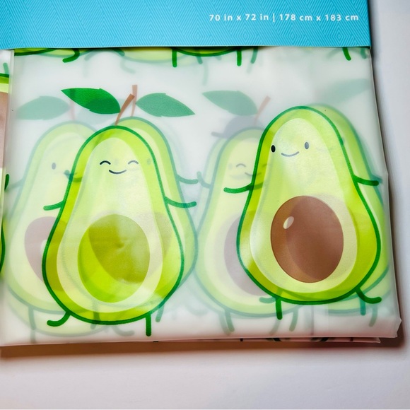 Avocado Dudes Peva Shower Curtain Hat Sunglasses Mustache Fun - Picture 5 of 16